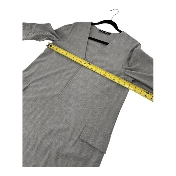Zara Gray V-neck Zippered Front Shift Dress 3/4 Sleeve size L - Picture 9 of 13